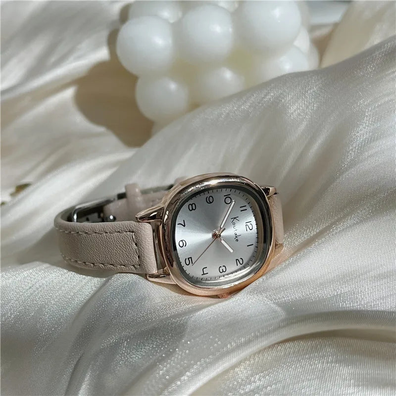 Simple Retro Exam Watch Female Student Art School Style Fashion Leather Band Wristwatch for Women Reloj Mujer Dropshipping