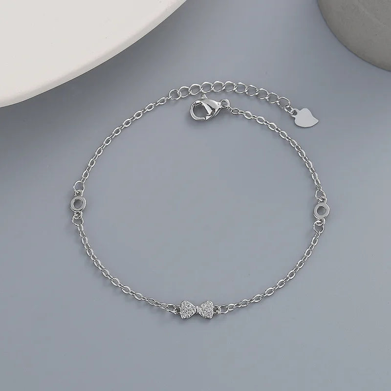 VENTFILLE 925 Silver Diamond-Studded Butterfly Bracelet Women's Fashion Temperament Flower Adjustable Bracelet