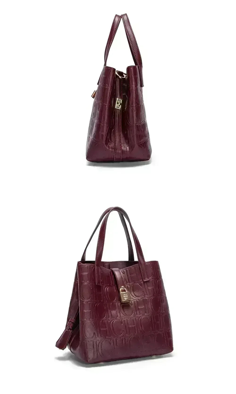CH Large Capacity Handbag Luxury Brand Temperament Letter Print with Lock Design 2025 Trendy Women's Crossbody Bag