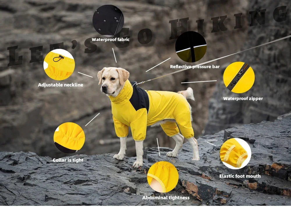 4-Leg Waterproof Dog Raincoat for Medium & Large Breeds