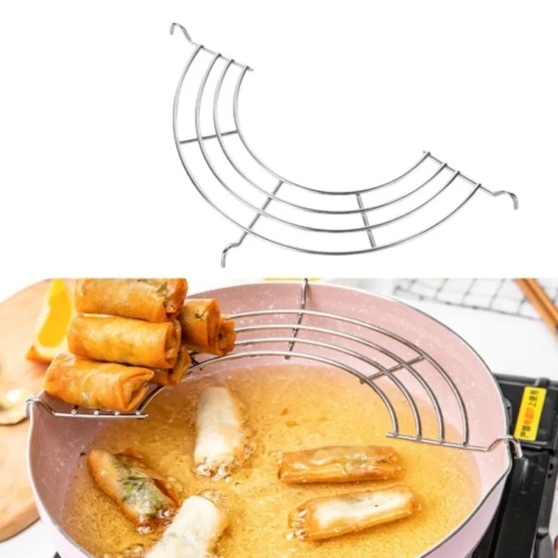 Stainless Steel Mesh Frying Basket with BBQ Tongs Set Oil Drainage Rack Perfect for Deep Frying and Grilling Safe Kitchen Tool