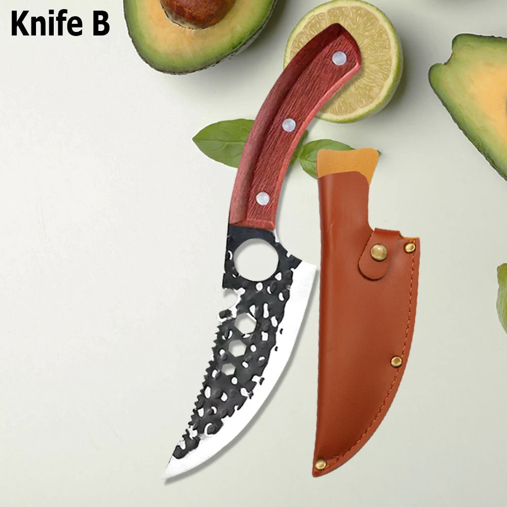WXCOO Hand forged Butcher Knives High Carbon Cooking Chef Knife Stainless Steel BBQ Meat Cutting Kitchen Knife Multifucntional