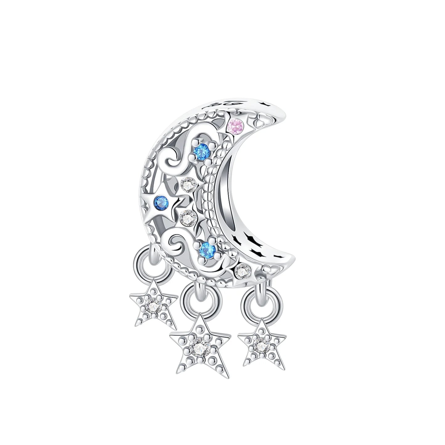 925 Sterling Silver Charms Colorful Sun Moon Stars Dangle Charm Fit Original Pendant Bracelets Necklace Women DIY Fine Jewelry