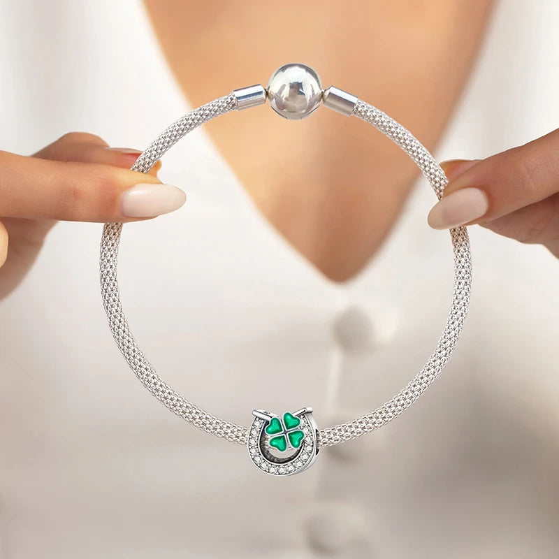 Fit Pan 925 Original Bracelets Love Heart Flower Four Leaf Clover Turtle 925 Silver Charms Beads DIY Birthday Jewelry Gift