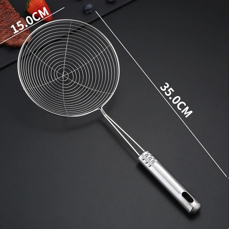 1pc Stainless Steel Fry Basket French Fries Skimmer Oil Drain Strainer Kitchen Restaurant Supplies Wire Mesh Scoop Fryer Scoop