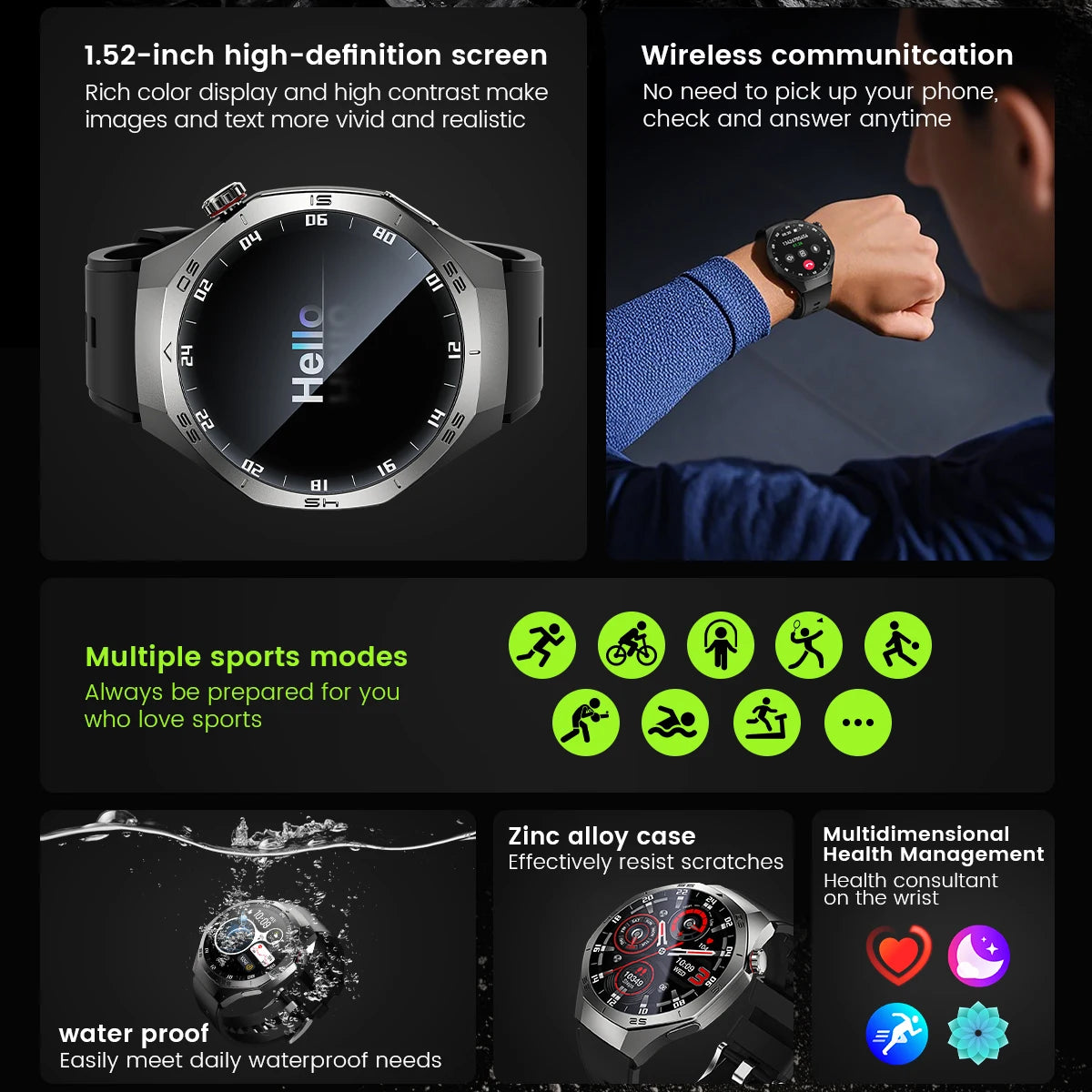 New For Android and ios Smart Watch Men AMOLED Screen GPS Motion trajectory Heart Rate Bluetooth Calls SmartWatch Waterproof