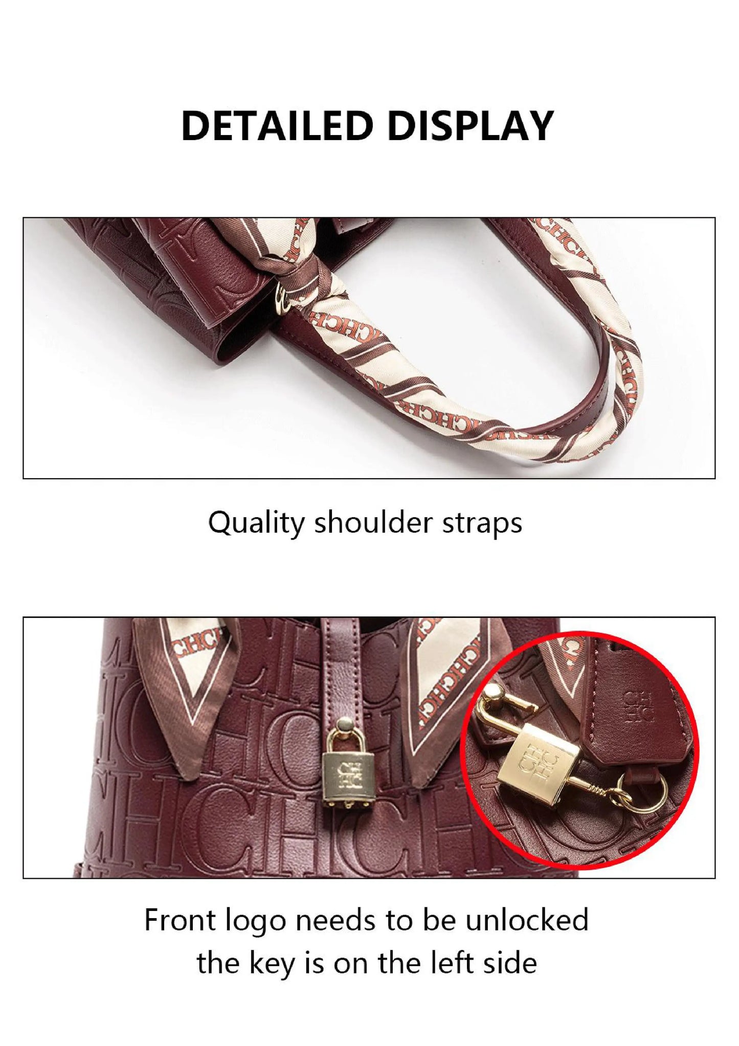 CH Large Capacity Handbag Luxury Brand Temperament Letter Print with Lock Design 2025 Trendy Women's Crossbody Bag