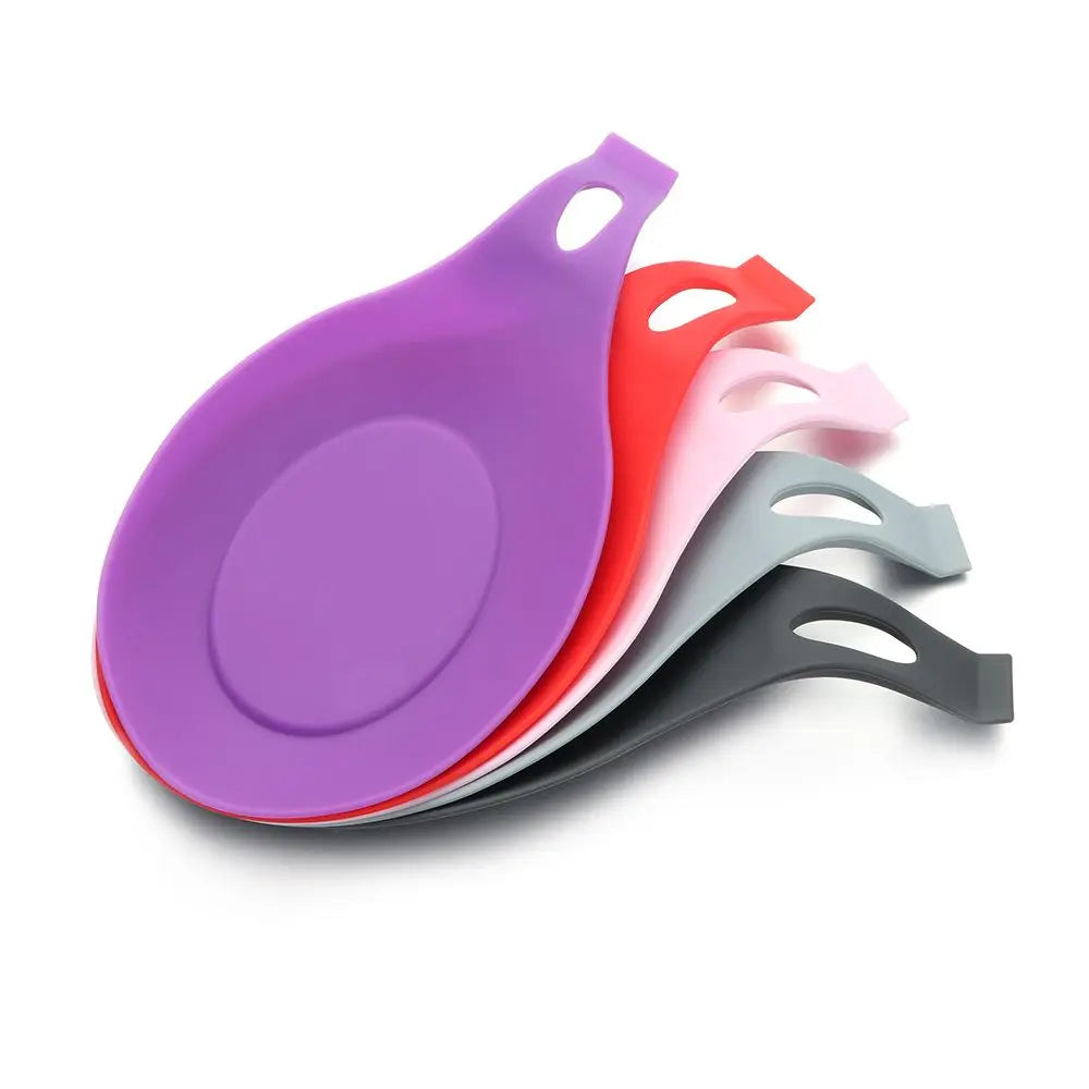 Silicone Spoon Holder Rest Pad Kitchen Utensils Spatula Eggbeater Heat Resistant Placemat Tray Insulation Mats Kitchen Tools