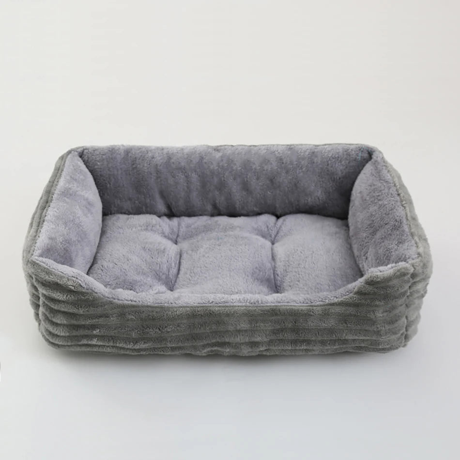 Plush Square Pet Bed - Calming Sofa Cushion for Cats & Small/Medium Dogs