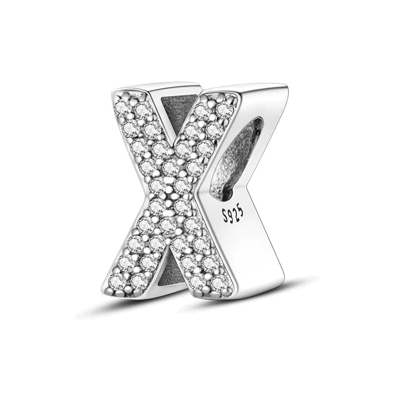 Charms 925 Silver Plated 26 Alphabet Letters Charms Beads Fit 3mm 925 Original Bracelets Fine DIY Birthday Jewelry Gifts