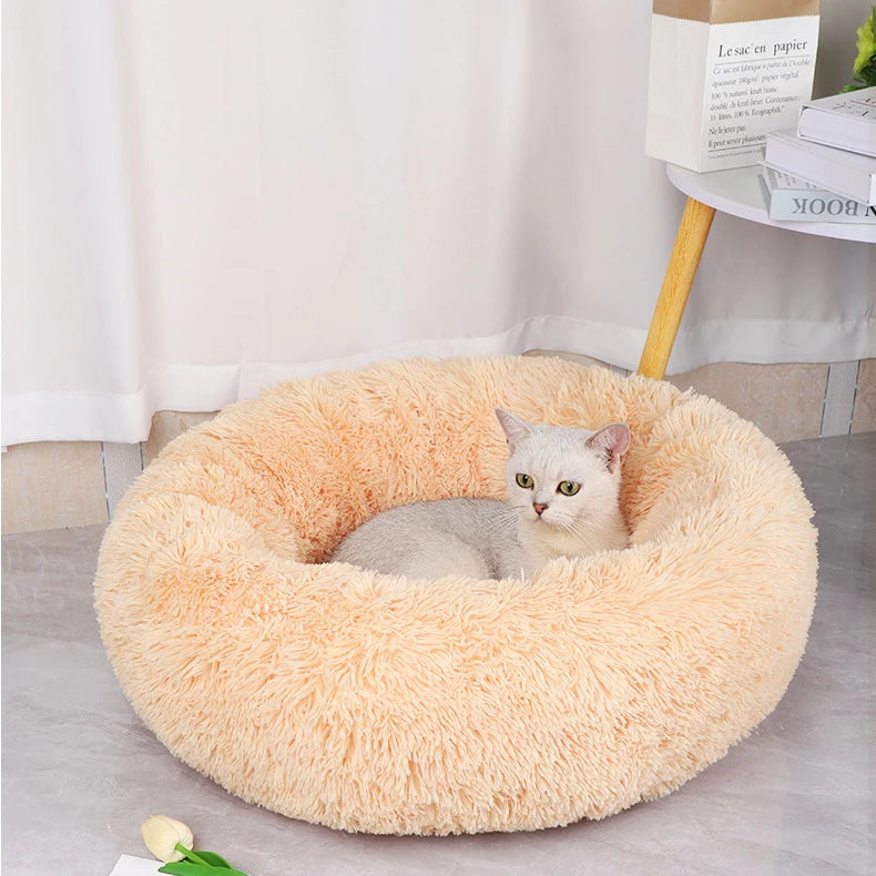 Winter Plush Pet Nest - Washable Round Bed for Cats and Dogs