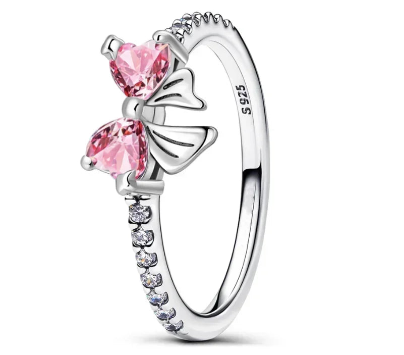 New Ring Original 925 Sterling Ring Heart Bow Sun Moon Star Flower Crown For Women Mother's Day Valentine's Day Gift DIY Jewelry
