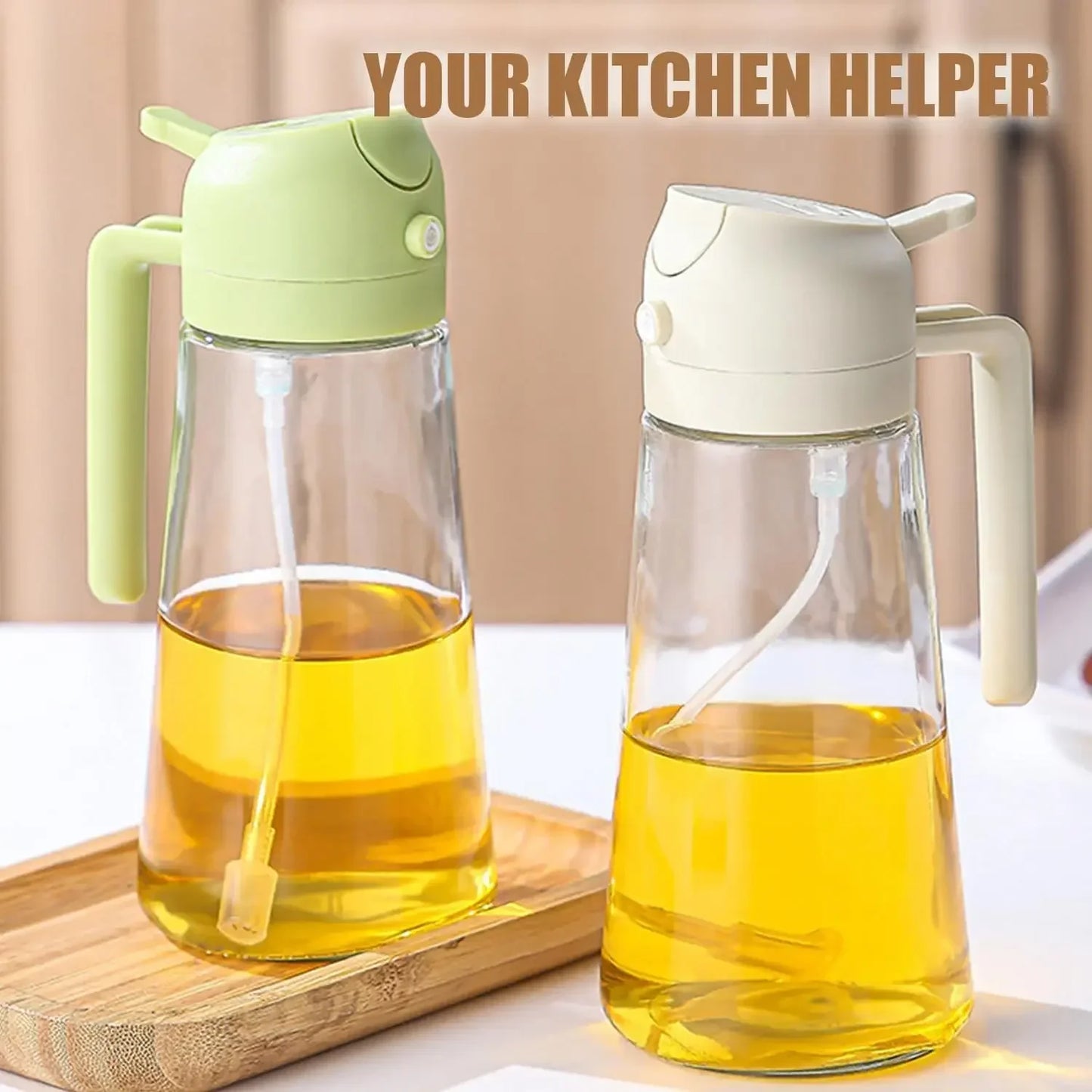 2in1 Kitchen Oil Sprayer Glass Bottle for Cooking Anti-leakage Olive Oil Bottle for BBQ Air Fryer Salad Steak Kitchen Supplies