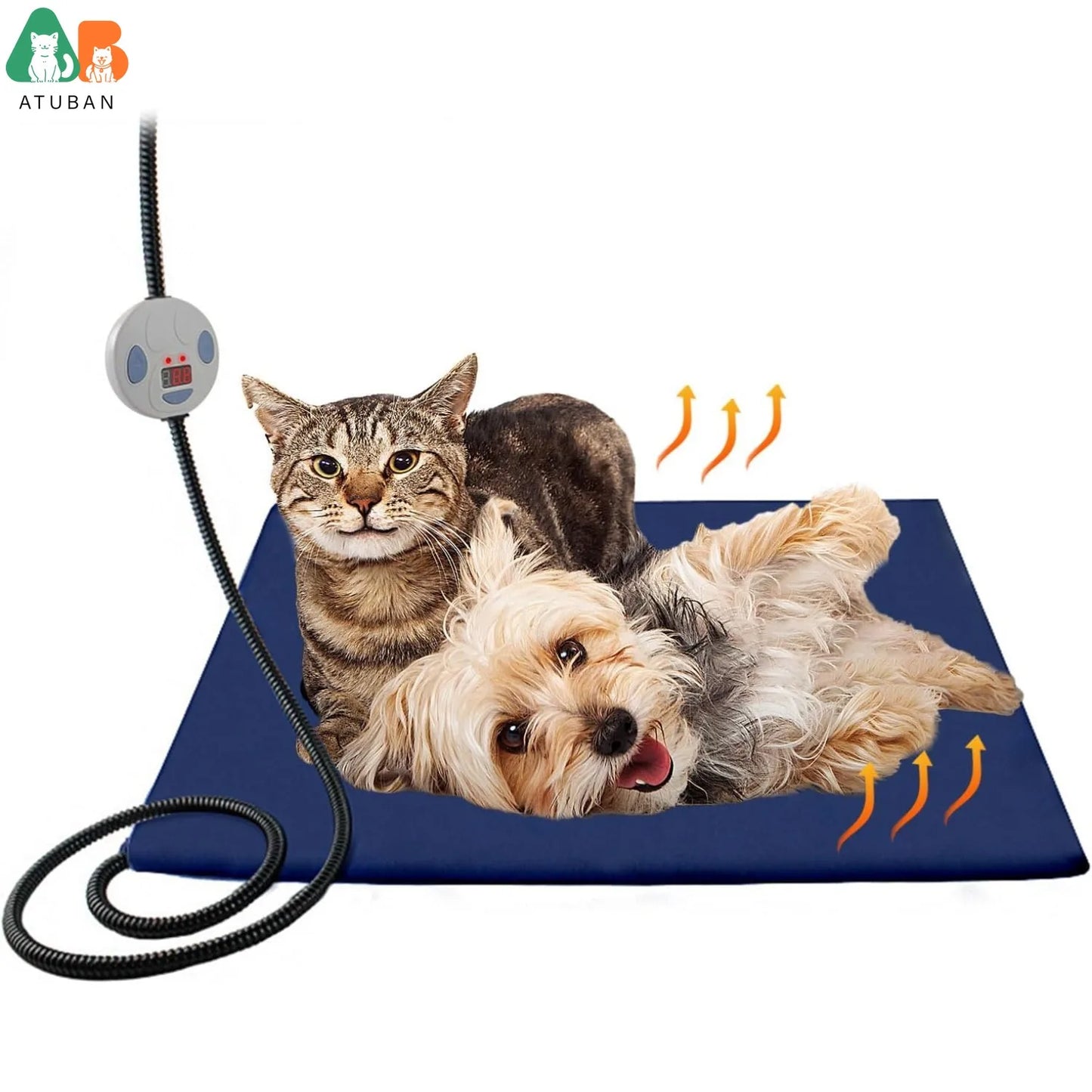 ATUBAN 7-Temp Heated Pet Bed - Chew-Resistant Warming Mat for Cats & Dogs