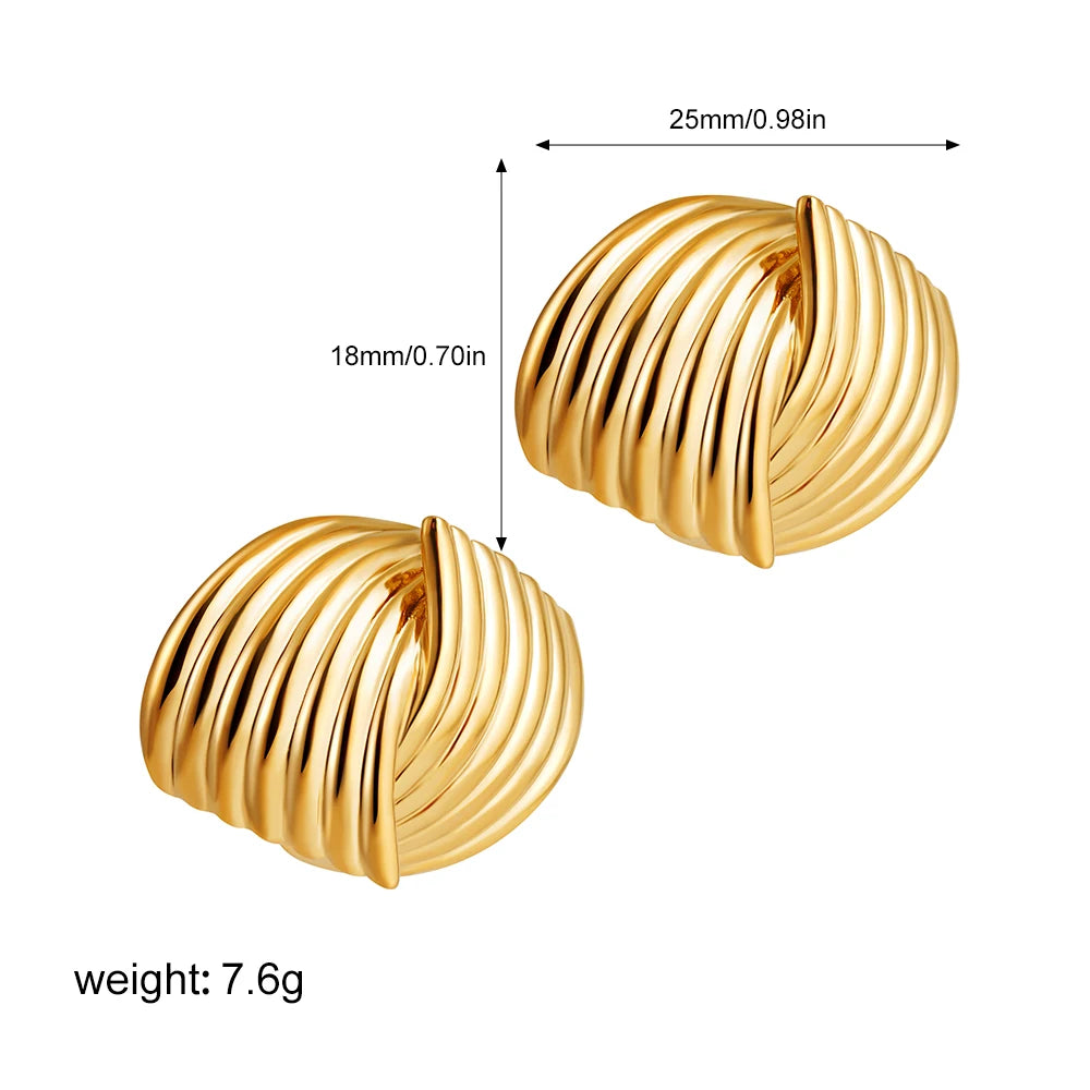 Retro Multi-layer Twist Irregular C Shape Hoop Earrings for Women Girls Gold Color Geometric Ear Buckle Stud Punk Jewelry Gifts