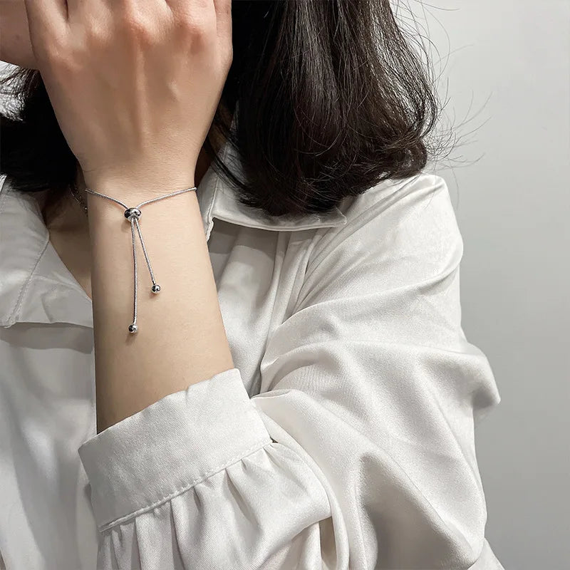 VENTFILLE 925 Silver Diamond-Studded Butterfly Bracelet Women's Fashion Temperament Flower Adjustable Bracelet