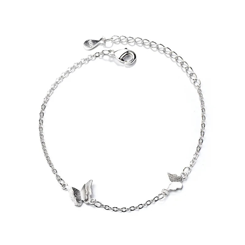 VENTFILLE 925 Silver Diamond-Studded Butterfly Bracelet Women's Fashion Temperament Flower Adjustable Bracelet