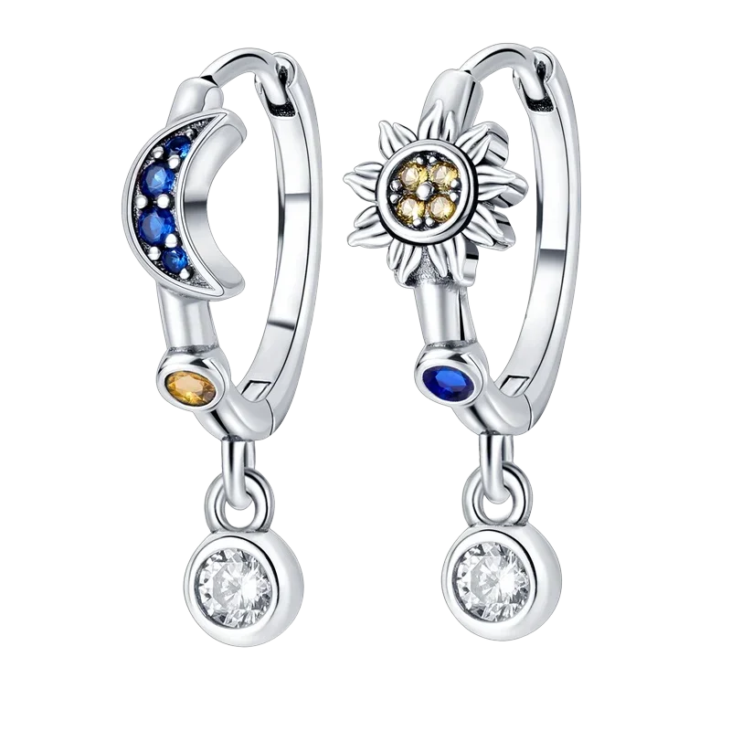Sparkling Hoop Earrings 925 Sterling Silver Moon Pearl Heart Crystal Luxury Romantic Earing Fit Woman Wedding Party Jewelry Gift