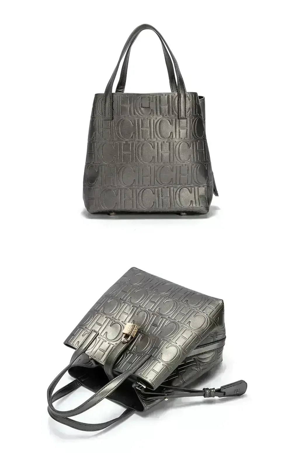 CH Large Capacity Handbag Luxury Brand Temperament Letter Print with Lock Design 2025 Trendy Women's Crossbody Bag