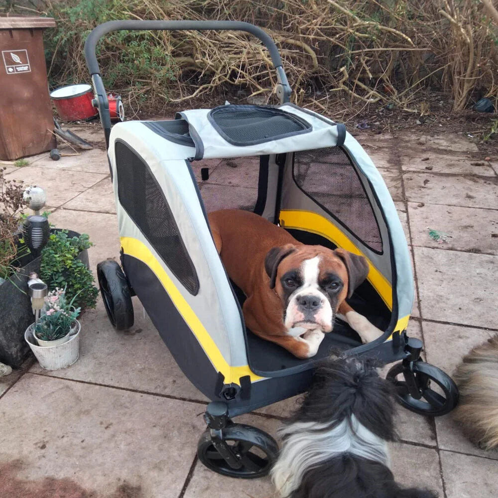 Premium 4-Wheel Dog Stroller - Foldable Pet Jogger for All-Size Dogs