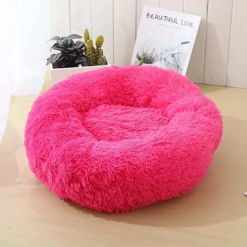 Self-Warming Round Pet Bed - Plush, Non-Slip Mat for Cats & Dogs