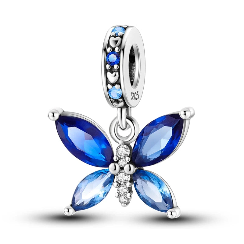 925 Silver Plating Colorful Butterfly Insect Animal Charms Beads Sparkling Zircon Fit Qikaola 925 Original Bracelets DIY Jewelry