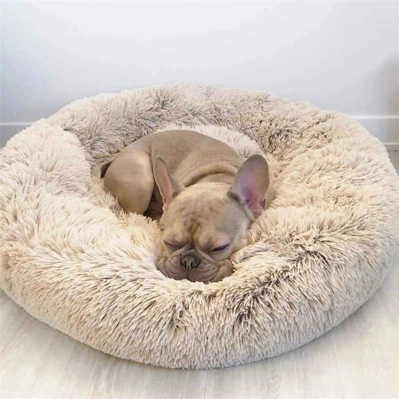40-90cm Round Plush Pet Bed - Winter Warm Dog & Cat Bed for Medium-Large Pets