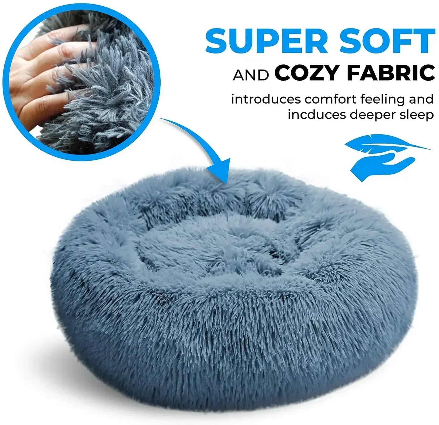 Self-Warming Round Pet Bed - Plush, Non-Slip Mat for Cats & Dogs