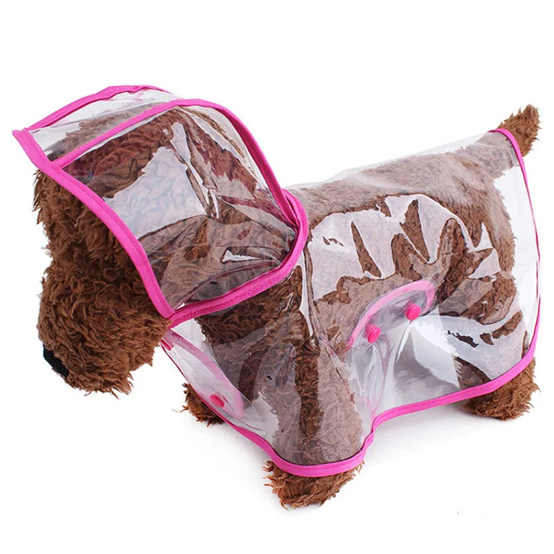 Clear Plastic Dog Rain Poncho - Waterproof Cape with Color Edges
