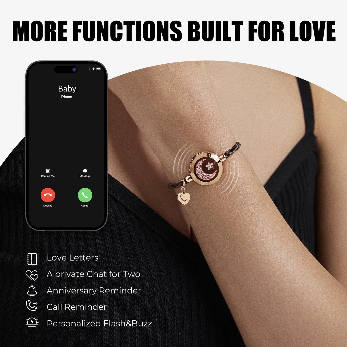 Long Distance Relationship Gifts Smart Sun&Moon Love Bracelet