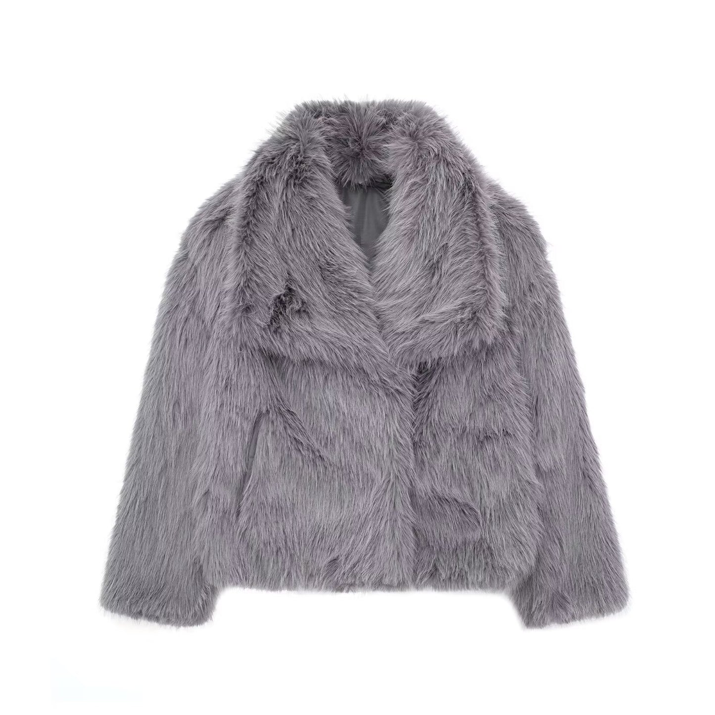 Winter Plush Coat Fashion Warm Thicken Fluffy Lapel Jacket Outwear Casual Long Sleeve Tops