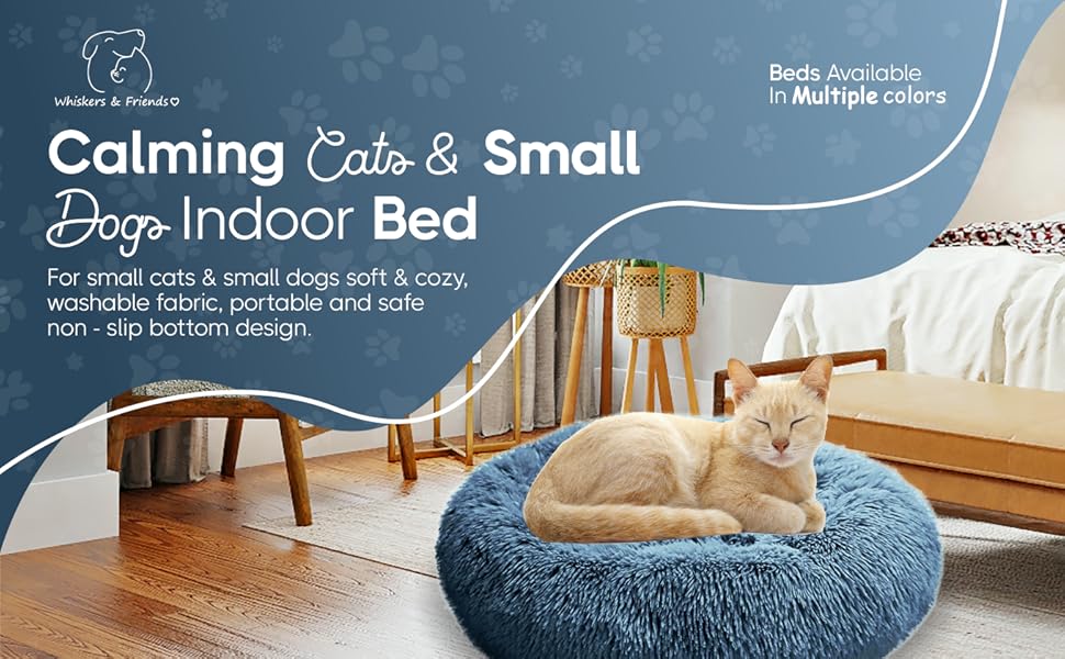 Self-Warming Round Pet Bed - Plush, Non-Slip Mat for Cats & Dogs