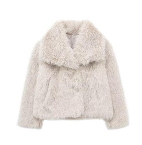 Winter Plush Coat Fashion Warm Thicken Fluffy Lapel Jacket Outwear Casual Long Sleeve Tops