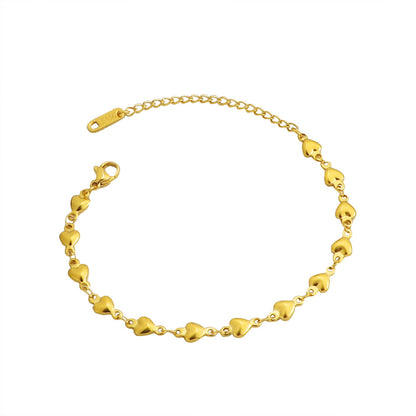 Heart Chain Stainless Steel Bracelet – Elegant Love Jewelry for Women
