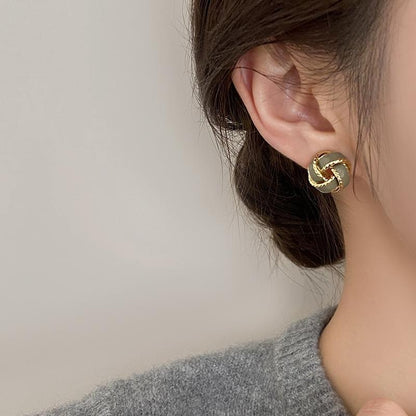 Retro Block Copper Earrings – Simple Versatile Jewelry for Women