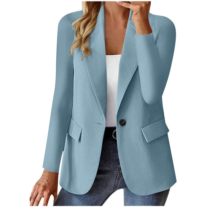 Women's Lapel Button Suit Jacket – Casual Commuter Style