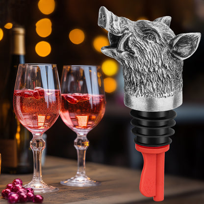 Wild Boar Head Wine Pourer & Bottle Stopper – Vacuum Sealing Wine Spout for Cocktails & Whiskey