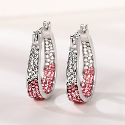 Colorful Diamond Ear Clip Earrings – Affordable Luxury Alloy Jewelry for Women