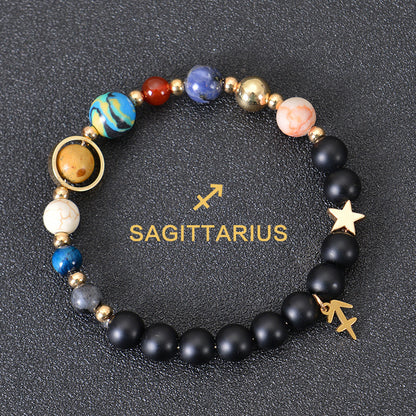 Eight Planets Zodiac Bracelet – Frosted Natural Stone Beads for All 12 Signs