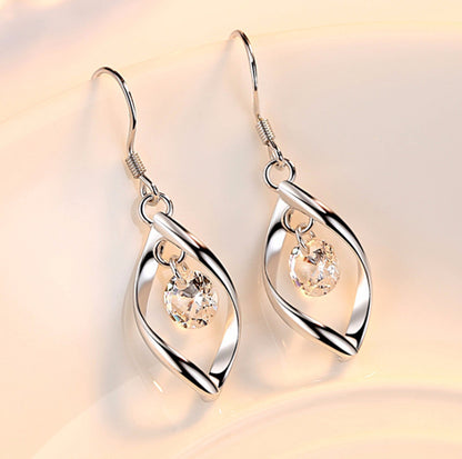 Platinum Zircon Copper Earrings – Electroplated White Gold Jewelry for Women