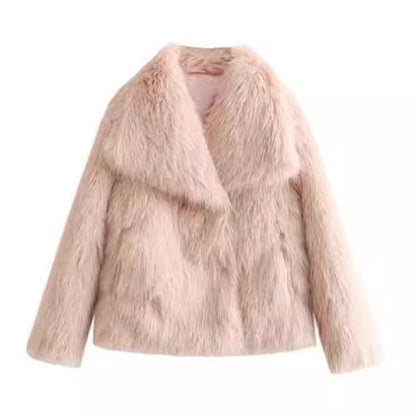 Women's Winter Plush Coat – Warm Fluffy Lapel Jacket