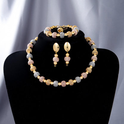 5Pcs Gold Plated Jewelry Set – Necklace, Bracelet, Ring & Earrings for Women