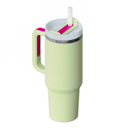 40 Oz Insulated Tumbler with Handle & Straw – Stainless Steel Vacuum Cup