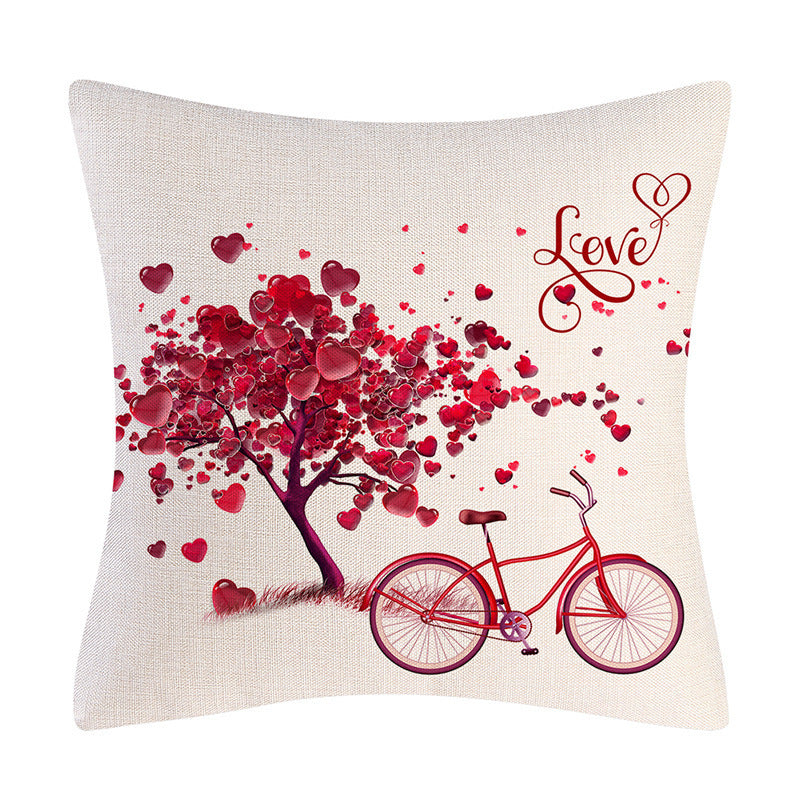 Valentine's Day Linen Pillowcase – Romantic Holiday Gift Cushion Cover for Sofa & Bedroom