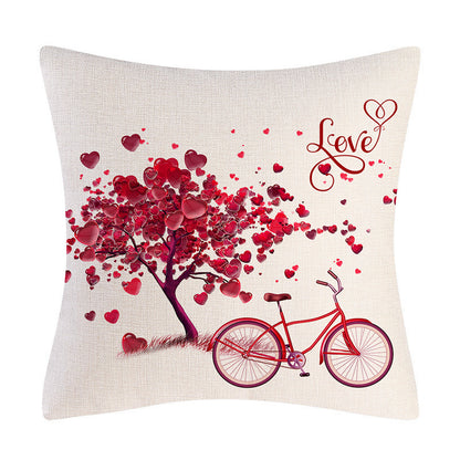 Valentine's Day Linen Pillowcase – Romantic Holiday Gift Cushion Cover for Sofa & Bedroom