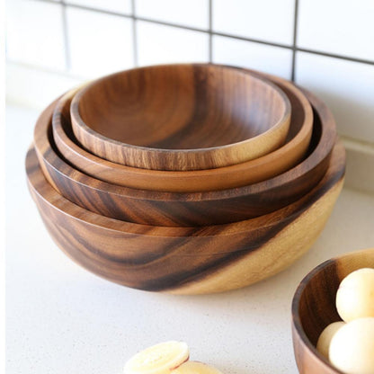 Natural Wooden Fruit & Salad Bowl – Household Food Container for Home & Restaurant