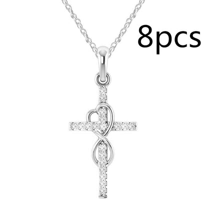 Cross Necklace with Diamond Pendant – Gold, Rose Gold & Silver