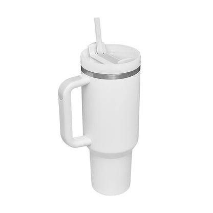 40 Oz Insulated Tumbler with Handle & Straw – Stainless Steel Vacuum Cup