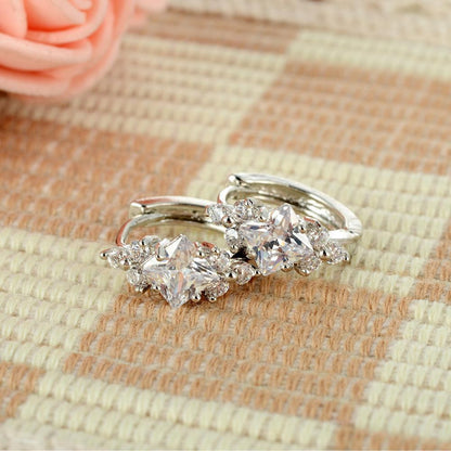 Square Zircon Copper Earrings – Korean Geometric Jewelry for Women