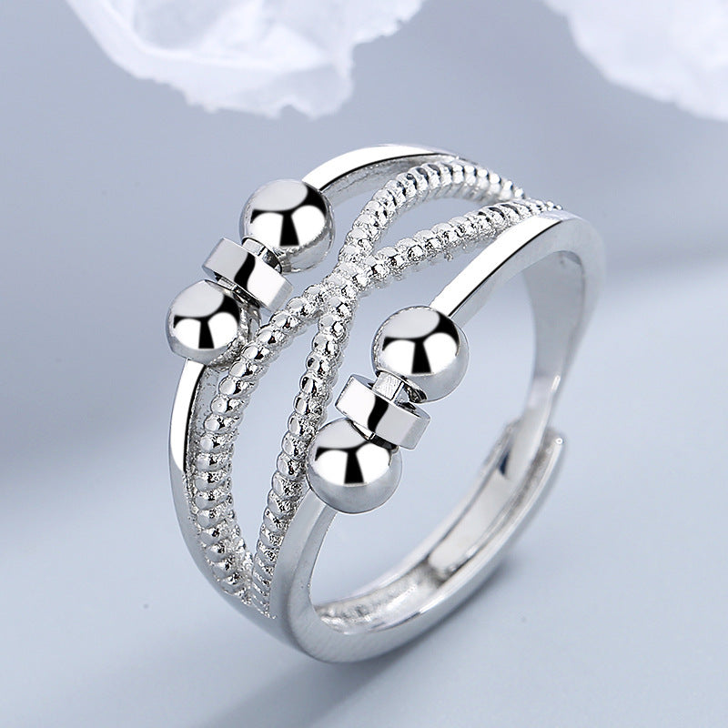 Rotatable Double-Layer Hollow Anxiety Relief Ring – Open Design for Women